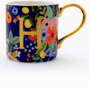 Beautiful and bold floral mug from Anthropologie featuring the gold monogram.